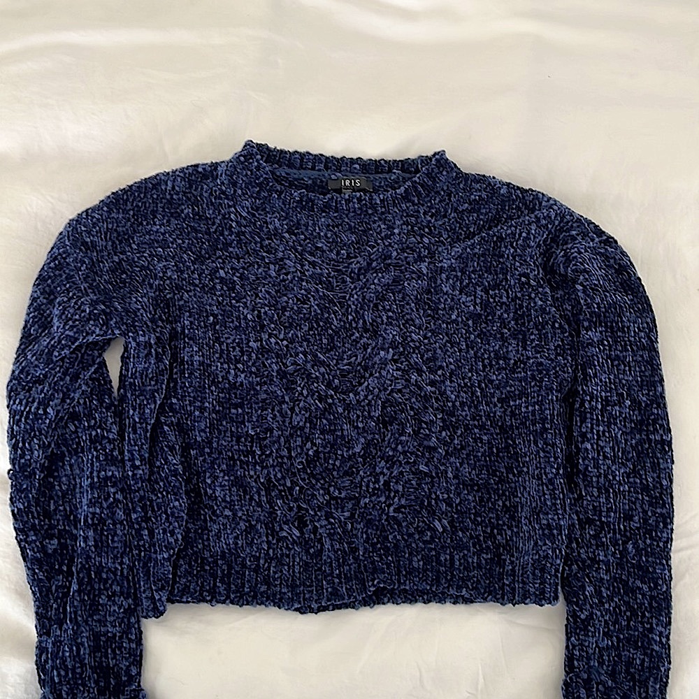 Iris Cable Knit Navy Blue Sweater